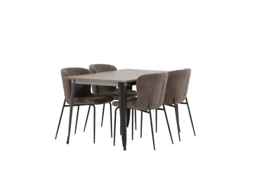 Tempe Matgruppe 140 cm Rektangulær med 4 Modesto stoler - Mørk grå - Møbler - Bord - Spisegrupper