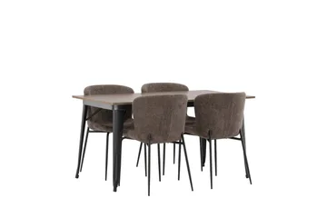Tempe Matgruppe 140 cm Rektangulær med 4 Modesto stoler - Mørk grå - Møbler - Bord - Spisegrupper