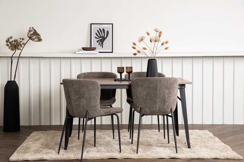 Tempe Matgruppe 140 cm Rektangulær med 4 Modesto stoler - Mørk grå - Møbler - Bord - Spisegrupper