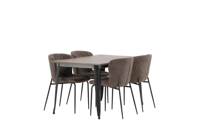 Tempe Matgruppe 140 cm Rektangulær med 4 Modesto stoler - Mørk grå - Møbler - Bord - Spisegrupper