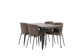 Tempe Matgruppe 140 cm Rektangulær med 4 Modesto stoler - Mørk grå - Møbler - Bord - Spisegrupper