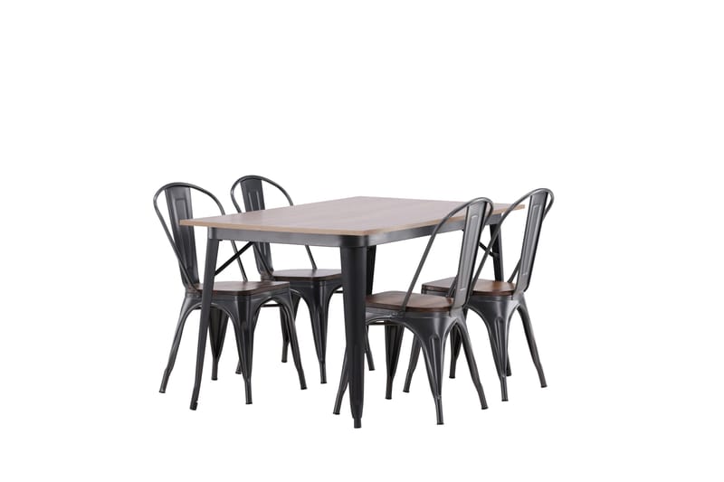 Tempe Matgruppe 140 cm Rektangulær med 4 Tempe stoler - Valnød - Møbler - Bord - Spisegrupper