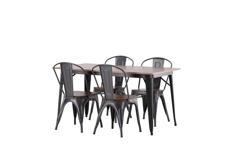 Tempe Matgruppe 140 cm Rektangulær med 4 Tempe stoler - Valnød - Møbler - Bord - Spisegrupper