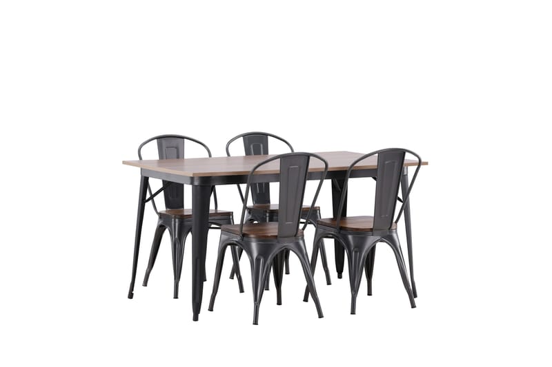 Tempe Matgruppe 140 cm Rektangulær med 4 Tempe stoler - Valnød - Møbler - Bord - Spisegrupper