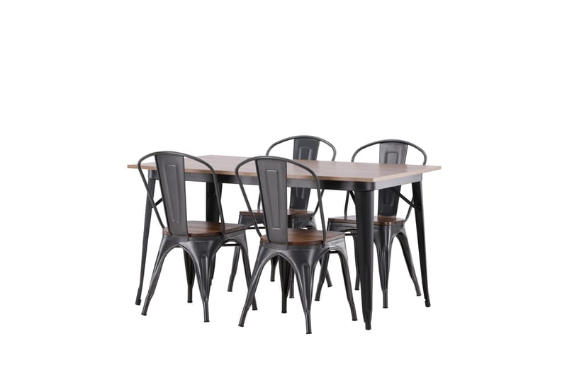 Tempe Matgruppe 140 cm Rektangulær med 4 Tempe stoler - Valnød - Møbler - Bord - Spisegrupper