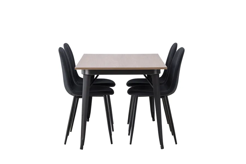 Tempe Matgruppe 140 cm Rektangulær med 4 Polar stoler - Sort - Møbler - Bord - Spisegrupper