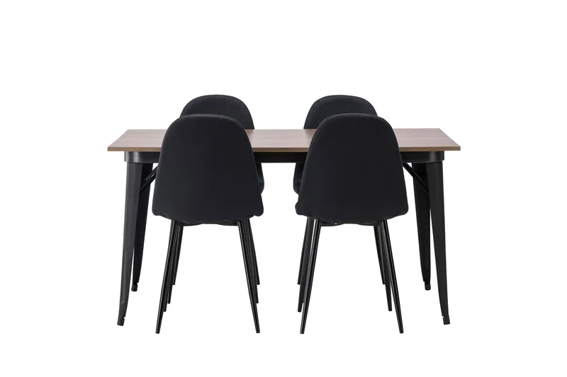 Tempe Matgruppe 140 cm Rektangulær med 4 Polar stoler, Sort