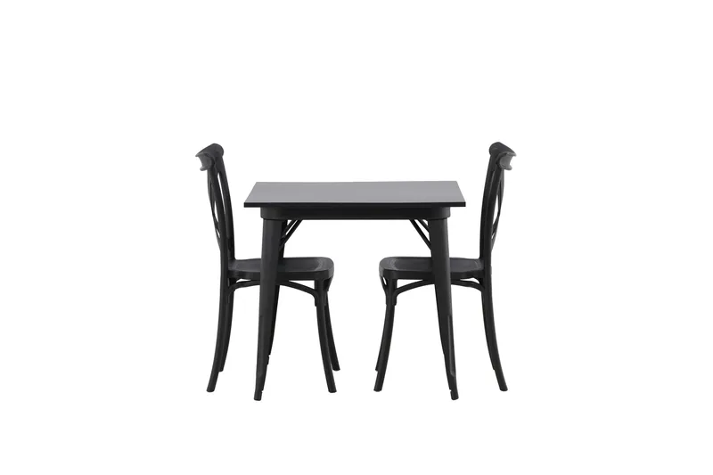 Tempe Matgruppe 80 cm Rektangulær med 2 Crosett stoler, Sort