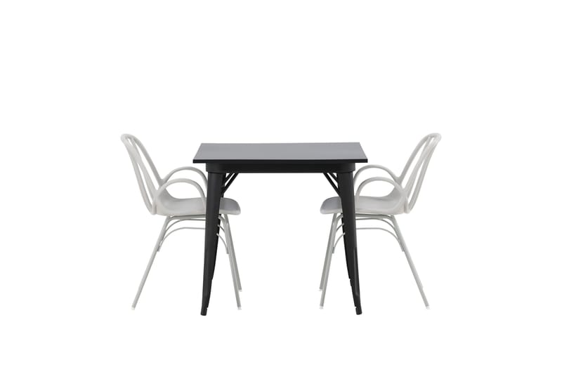 Tempe Matgruppe 80 cm Rektangulær med 2 Dyrön stoler, Sort