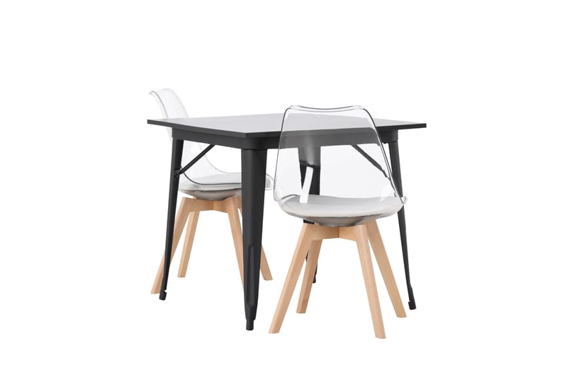 Tempe Matgruppe 80 cm Rektangulær med 2 Edvin stoler - Sort - Møbler - Bord - Spisegrupper