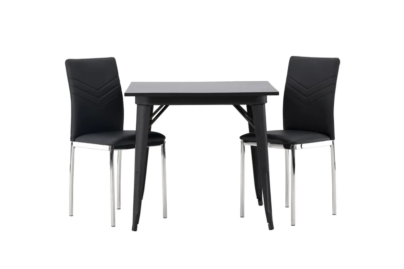 Tempe Matgruppe 80 cm Rektangulær med 2 Lily stoler, Sort