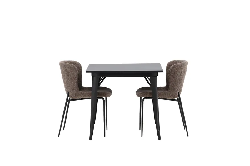 Tempe Matgruppe 80 cm Rektangulær med 2 Modesto stoler, Sort