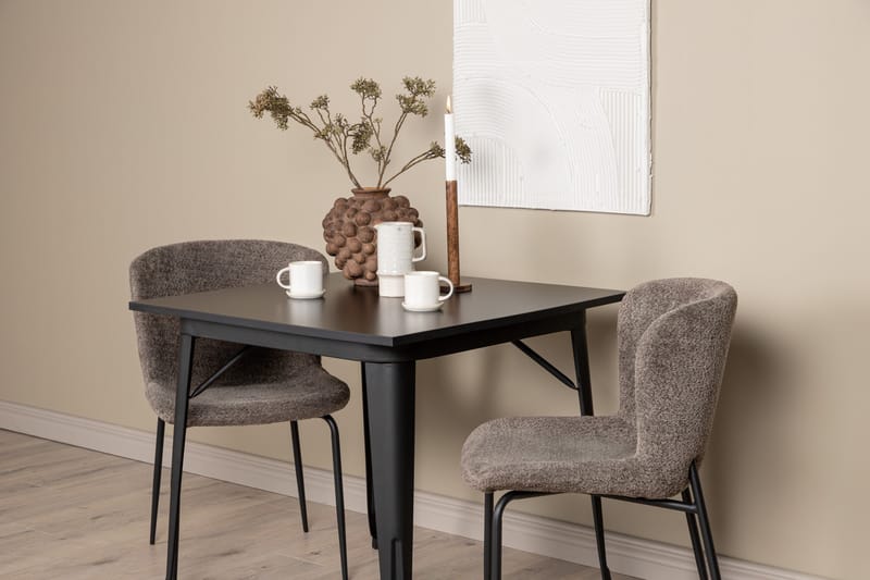 Tempe Matgruppe 80 cm Rektangulær med 2 Modesto stoler - Sort - Møbler - Bord - Spisegrupper