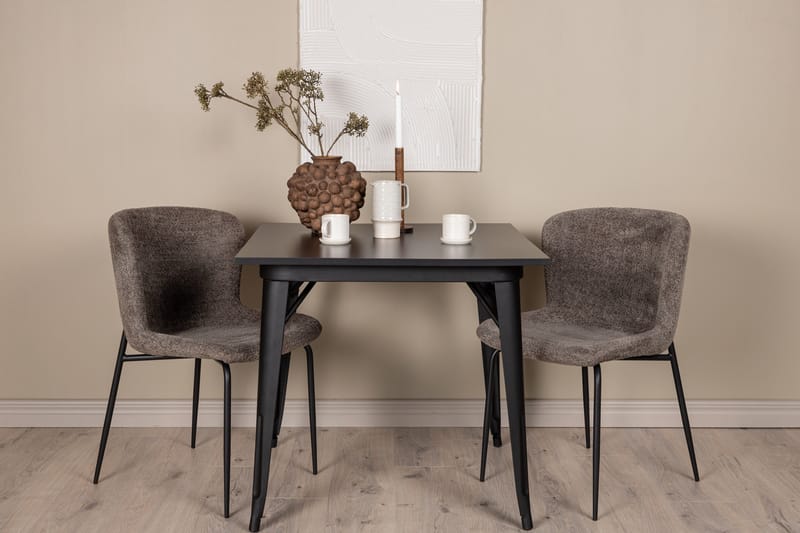 Tempe Matgruppe 80 cm Rektangulær med 2 Modesto stoler - Sort - Møbler - Bord - Spisegrupper