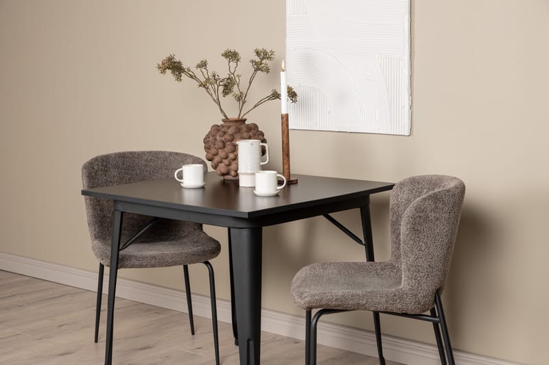 Tempe Matgruppe 80 cm Rektangulær med 2 Modesto stoler - Sort - Møbler - Bord - Spisegrupper