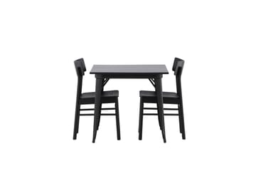 Tempe Matgruppe 80 cm Rektangulær med 2 Montros stoler - Sort - Møbler - Bord - Spisegrupper