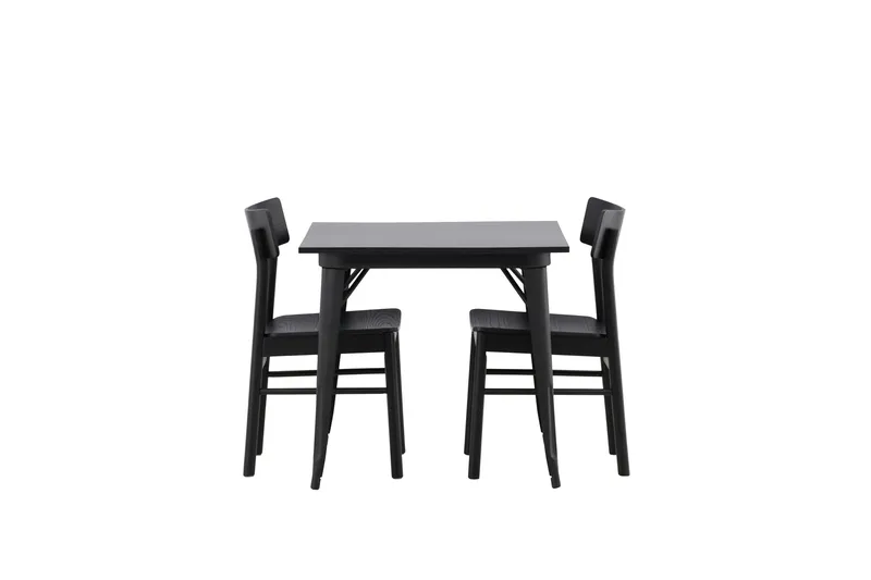 Tempe Matgruppe 80 cm Rektangulær med 2 Montros stoler, Sort