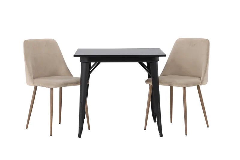 Tempe Matgruppe 80 cm Rektangulær med 2 Night stoler, Sort