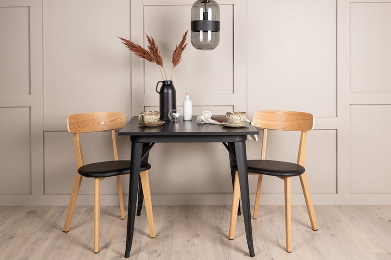 Tempe Matgruppe 80 cm Rektangulær med 2 Sanjos stoler - Sort - Møbler - Bord - Spisegrupper