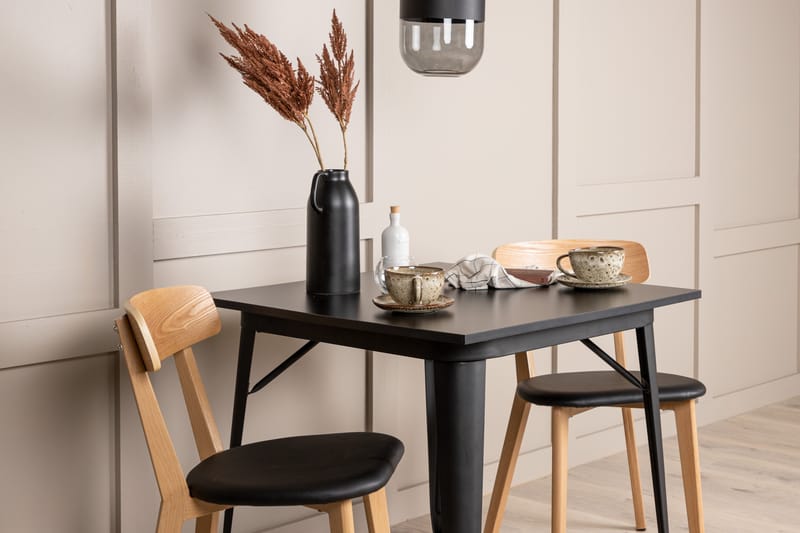 Tempe Matgruppe 80 cm Rektangulær med 2 Sanjos stoler - Sort - Møbler - Bord - Spisegrupper