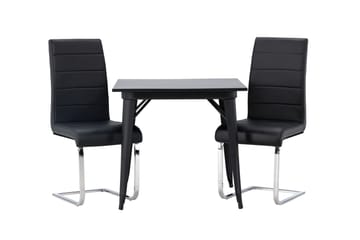 Tempe Matgruppe 80 cm Rektangulær med 2 Tempo stoler - Sort - Møbler - Bord - Spisegrupper