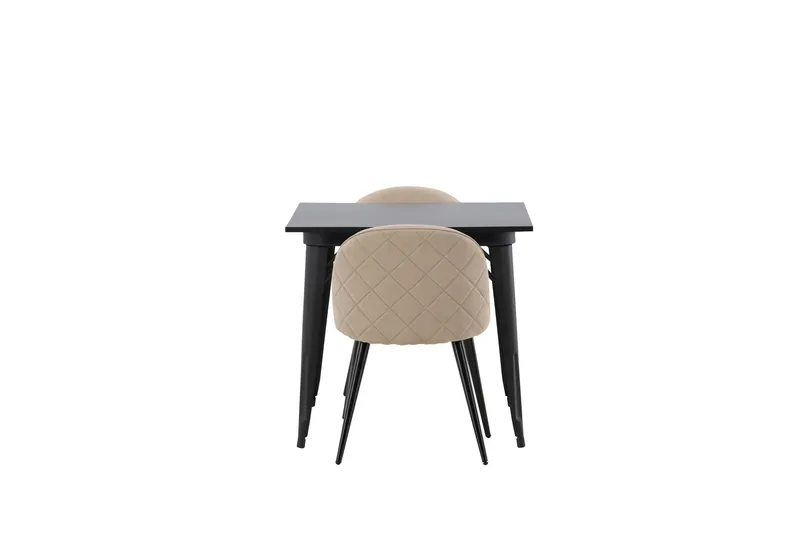 Tempe Matgruppe 80 cm Rektangulær med 2 Velvet stoler - Beige - Møbler - Bord - Spisegrupper
