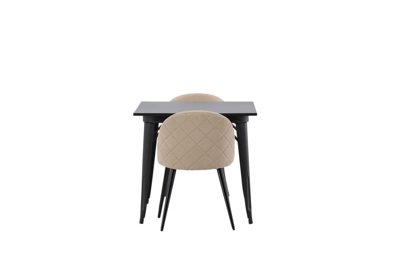 Tempe Matgruppe 80 cm Rektangulær med 2 Velvet stoler - Beige - Møbler - Bord - Spisegrupper