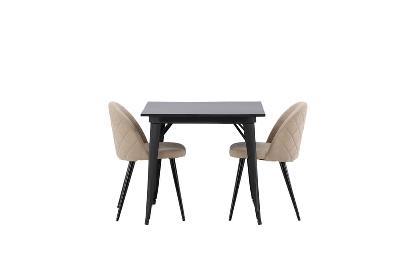 Tempe Matgruppe 80 cm Rektangulær med 2 Velvet stoler - Beige - Møbler - Bord - Spisegrupper