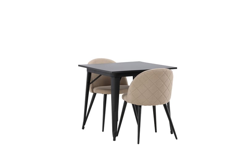 Tempe Matgruppe 80 cm Rektangulær med 2 Velvet stoler - Beige - Møbler - Bord - Spisegrupper