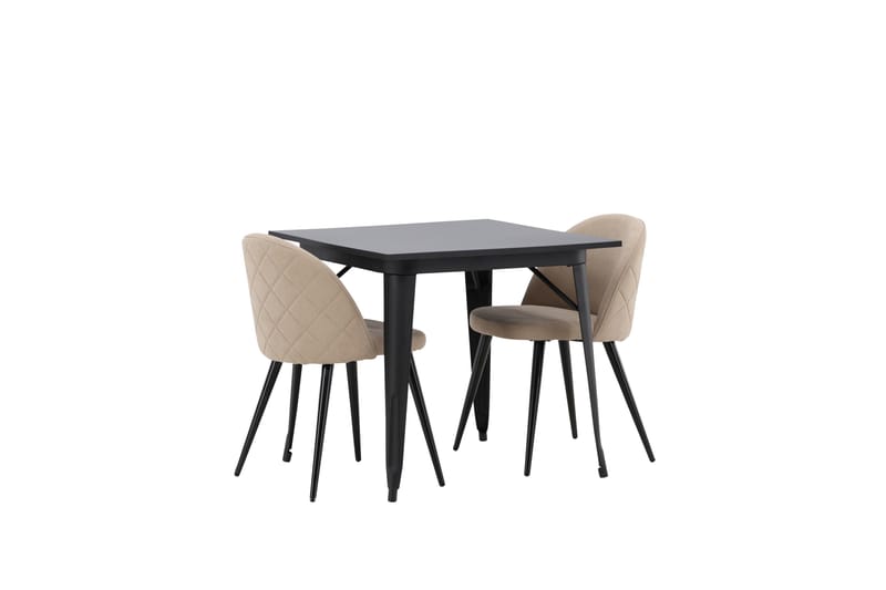 Tempe Matgruppe 80 cm Rektangulær med 2 Velvet stoler - Beige - Møbler - Bord - Spisegrupper