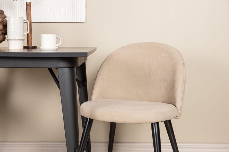 Tempe Matgruppe 80 cm Rektangulær med 2 Velvet stoler - Beige - Møbler - Bord - Spisegrupper