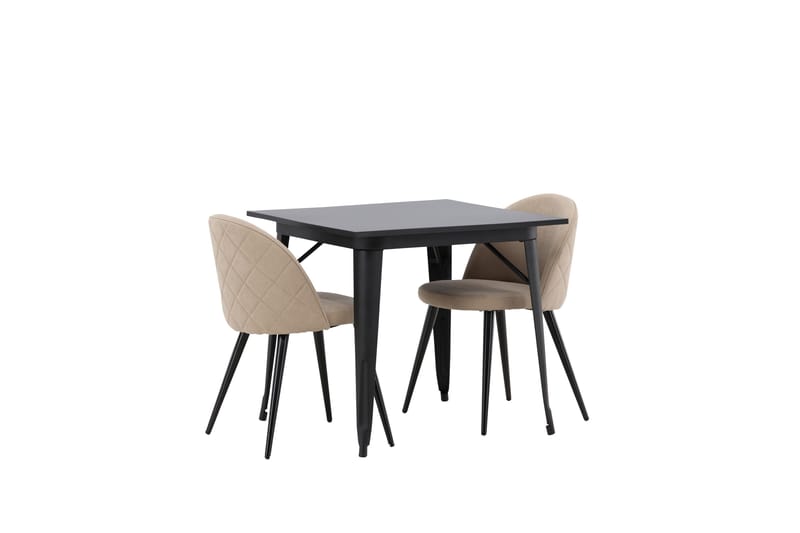 Tempe Matgruppe 80 cm Rektangulær med 2 Velvet stoler - Beige - Møbler - Bord - Spisegrupper