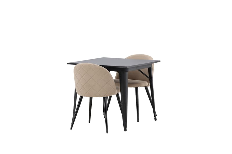 Tempe Matgruppe 80 cm Rektangulær med 2 Velvet stoler - Beige - Møbler - Bord - Spisegrupper