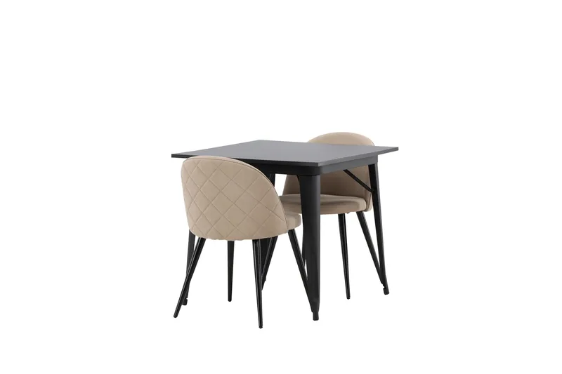 Tempe Matgruppe 80 cm Rektangulær med 2 Velvet stoler - Beige - Møbler - Bord - Spisegrupper