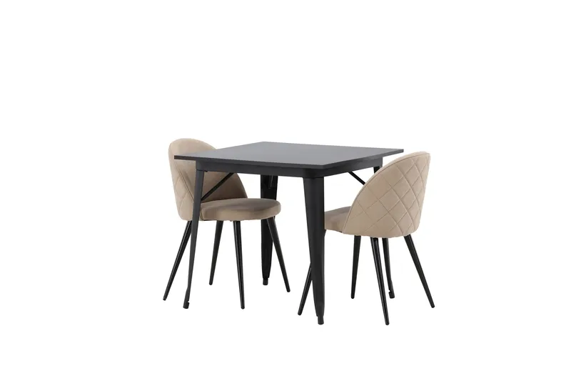 Tempe Matgruppe 80 cm Rektangulær med 2 Velvet stoler - Beige - Møbler - Bord - Spisegrupper