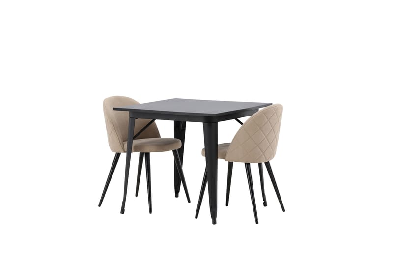 Tempe Matgruppe 80 cm Rektangulær med 2 Velvet stoler - Beige - Møbler - Bord - Spisegrupper