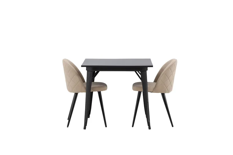 Tempe Matgruppe 80 cm Rektangulær med 2 Velvet stoler - Beige - Møbler - Bord - Spisegrupper