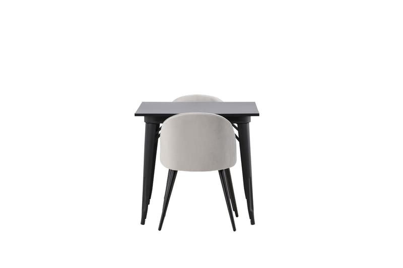 Tempe Matgruppe 80 cm Rektangulær med 2 Velvet stoler - Sort - Møbler - Bord - Spisegrupper