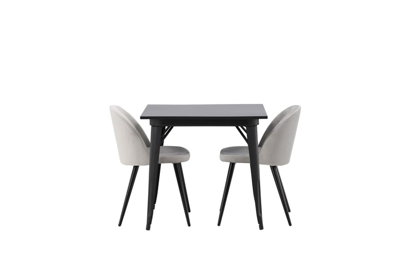 Tempe Matgruppe 80 cm Rektangulær med 2 Velvet stoler, Sort