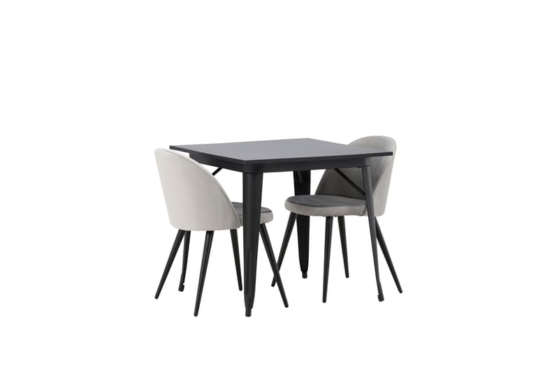 Tempe Matgruppe 80 cm Rektangulær med 2 Velvet stoler - Sort - Møbler - Bord - Spisegrupper