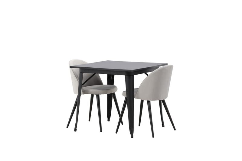 Tempe Matgruppe 80 cm Rektangul ær med 2 Velvet stoler - Sort - Møbler - Bord - Spisegrupper