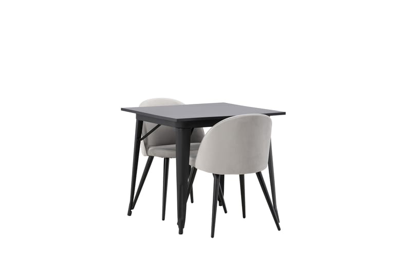 Tempe Matgruppe 80 cm Rektangulær med 2 Velvet stoler - Sort - Møbler - Bord - Spisegrupper