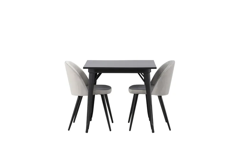 Tempe Matgruppe 80 cm Rektangulær med 2 Velvet stoler - Sort - Møbler - Bord - Spisegrupper