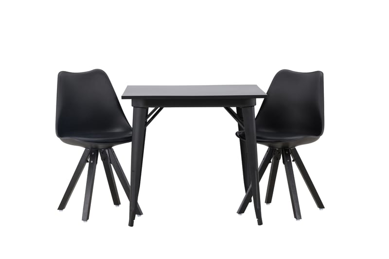 Tempe Matgruppe 80 cm Rektangulær med 2 Zeno stoler, Sort