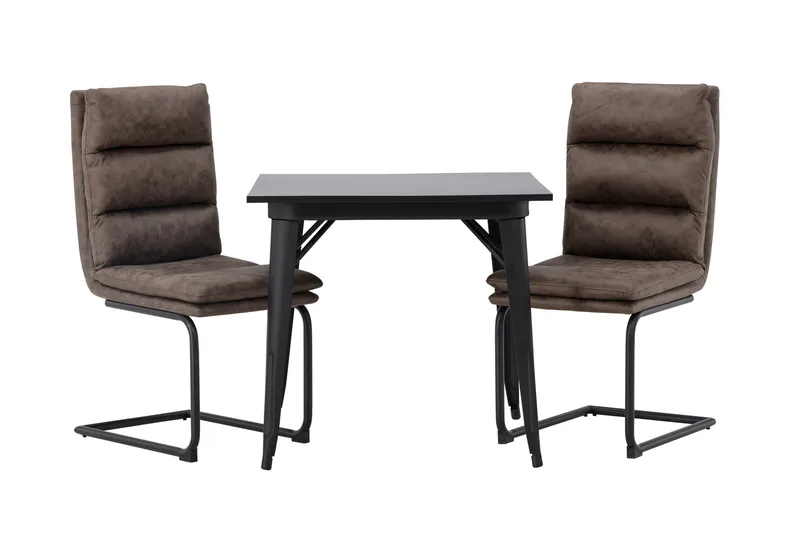Tempe Matgruppe 80 cm Rektangulær med 2 Zizo stoler, Sort