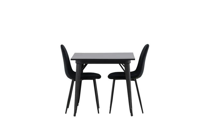 Tempe Matgruppe 80 cm Rektangulær med 2 Polar stoler - Sort - Møbler - Bord - Spisegrupper