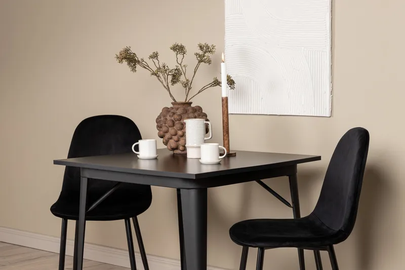 Tempe Matgruppe 80 cm Rektangulær med 2 Polar stoler - Sort - Møbler - Bord - Spisegrupper