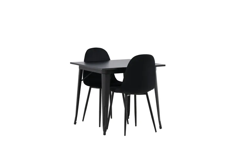 Tempe Matgruppe 80 cm Rektangulær med 2 Polar stoler - Sort - Møbler - Bord - Spisegrupper
