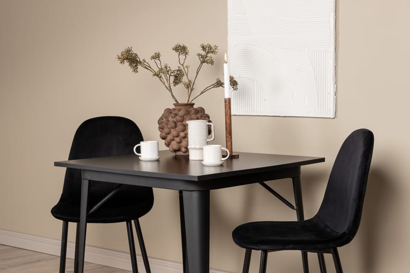 Tempe Matgruppe 80 cm Rektangulær med 2 Polar stoler - Sort - Møbler - Bord - Spisegrupper
