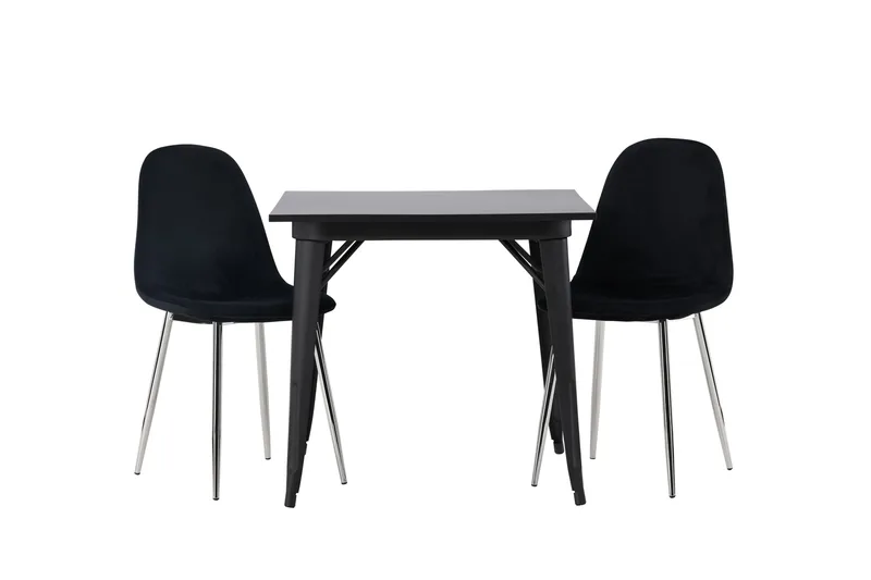 Tempe Matgruppe 80 cm Rektangulær med 2 Polar stoler, Sort